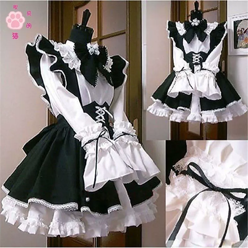 Blowing Cat Daily Cute Maid Outfit Женское платье горничной в японском стиле в стиле Лолиты Полный комплект наряда горничной.