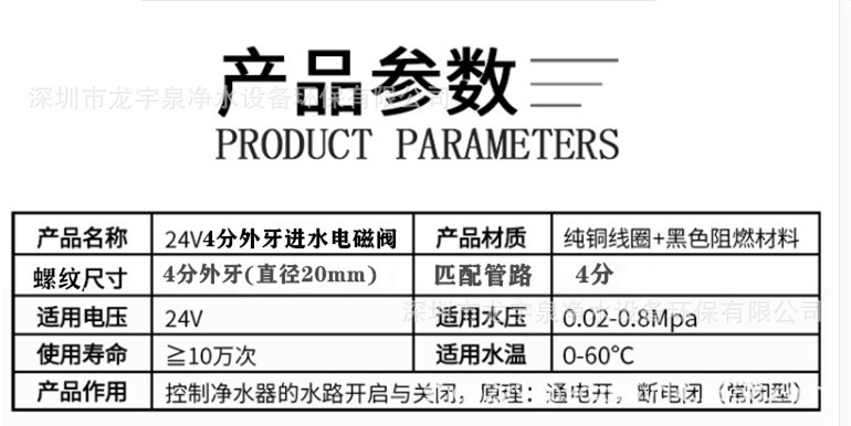 24V4分外牙进水电磁阀参数