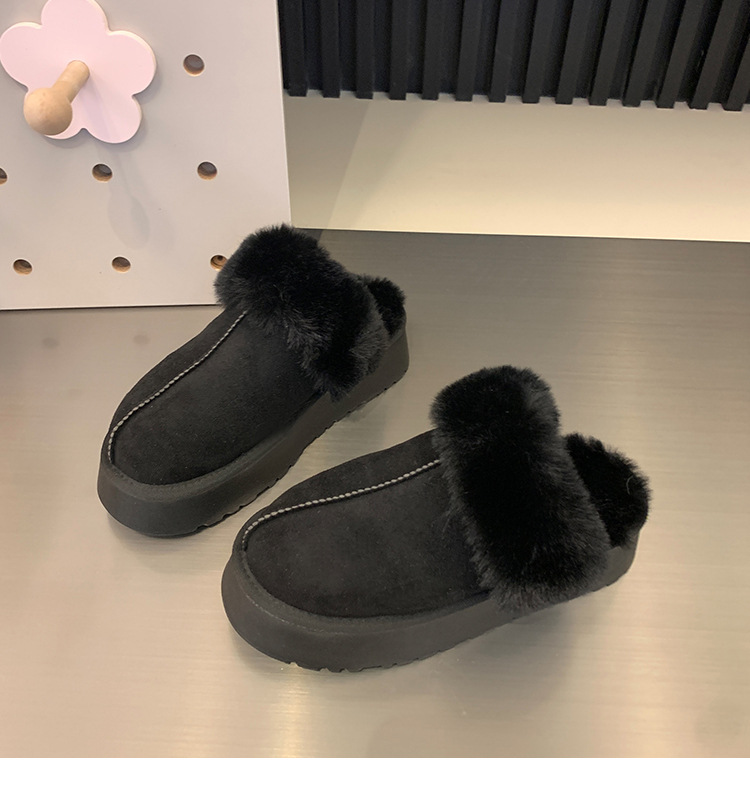 Pantofole pelose Baotou da donna da indossare fuori autunno e inverno nuovo stile celebrità di Internet muffin suola spessa più scarpe di cotone pigro calde di velluto_voghion.com