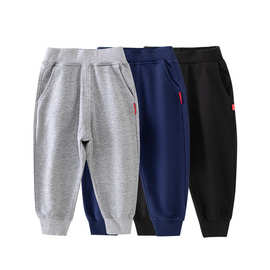 菊熊儿童运动裤纯棉薄款学生校裤束脚口春秋季新款加logo印字图案