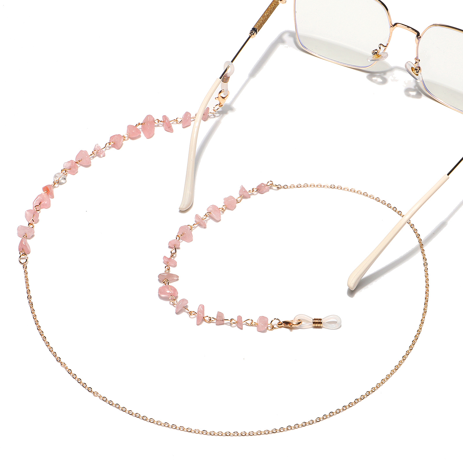 الأزياء الوردي كريستال اليدوية نظارات سلسلة display picture 2
