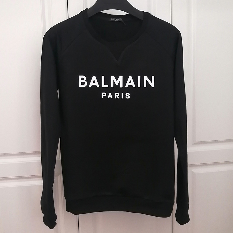 2025 Autumn New Long-Sleeve Celebrity-Style Balmain Sweatshirt with Terry Raglan Sleeves, Unisex with Small Lettering