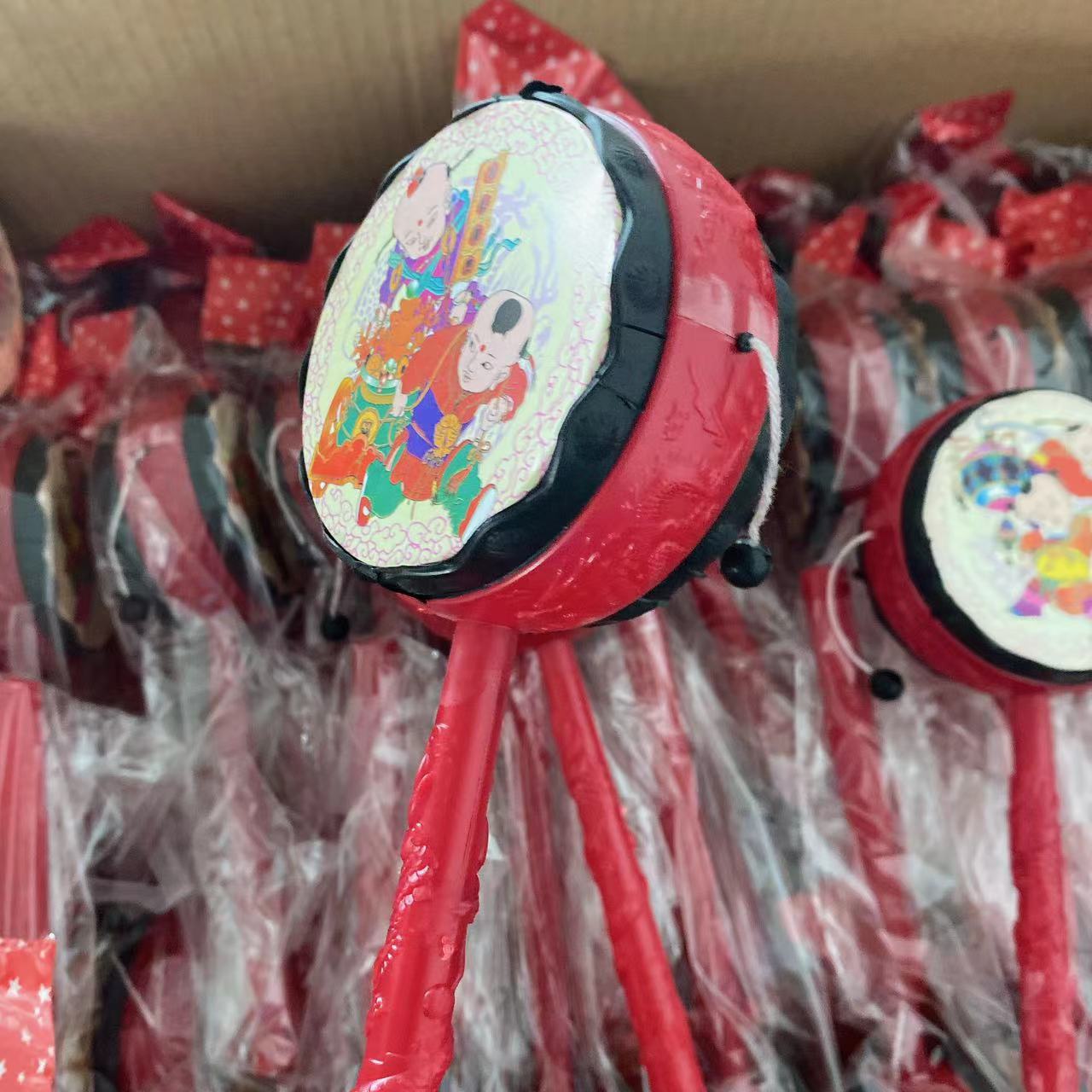 Juguete infantil seguro año auspicioso sonajero pequeño sonajero tambor de mano estilo chino clásico tradicional