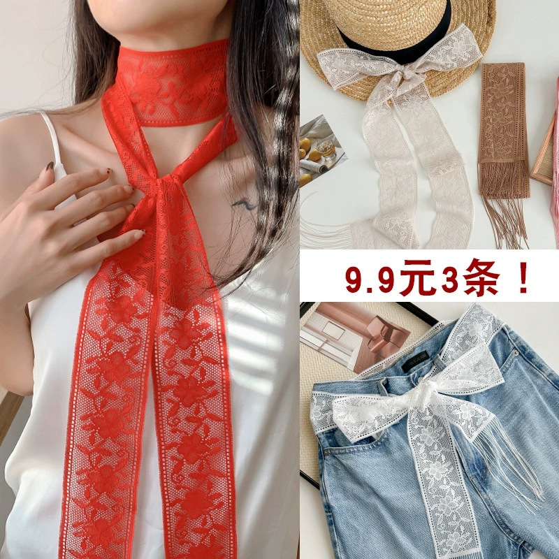 Романтическая кружевная лента женская весна и лето новый длинный шелковый шарф для волос декоративный ремень