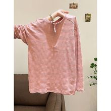 特大码300斤半拉链长袖t恤女2025新款秋季宽松胖妹妹显瘦遮肚上衣