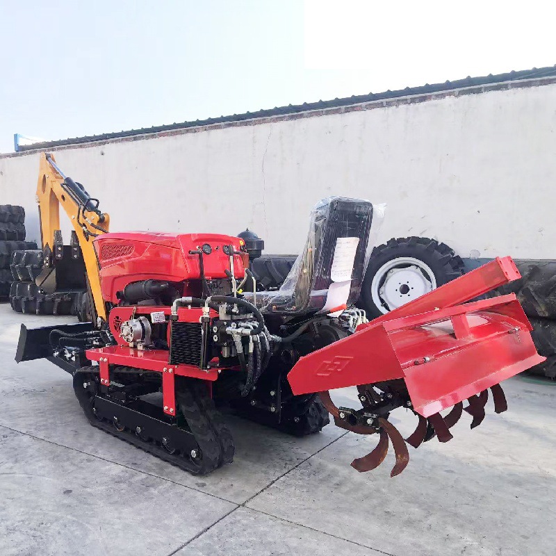 Cultivador agrícola de conducción de automóvil, cultivador rotativo de agua y sequía, excavadora de montaje adicional, excavación de zanjas