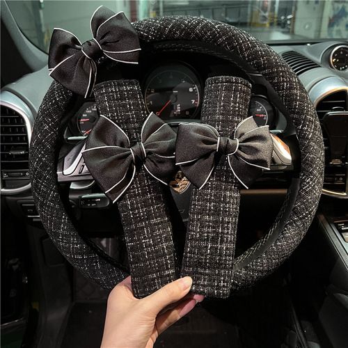 Xiaoxiangfeng car steering wheel cover, goddess style cotton and linen car steering wheel cover, four-season universal steering wheel cover