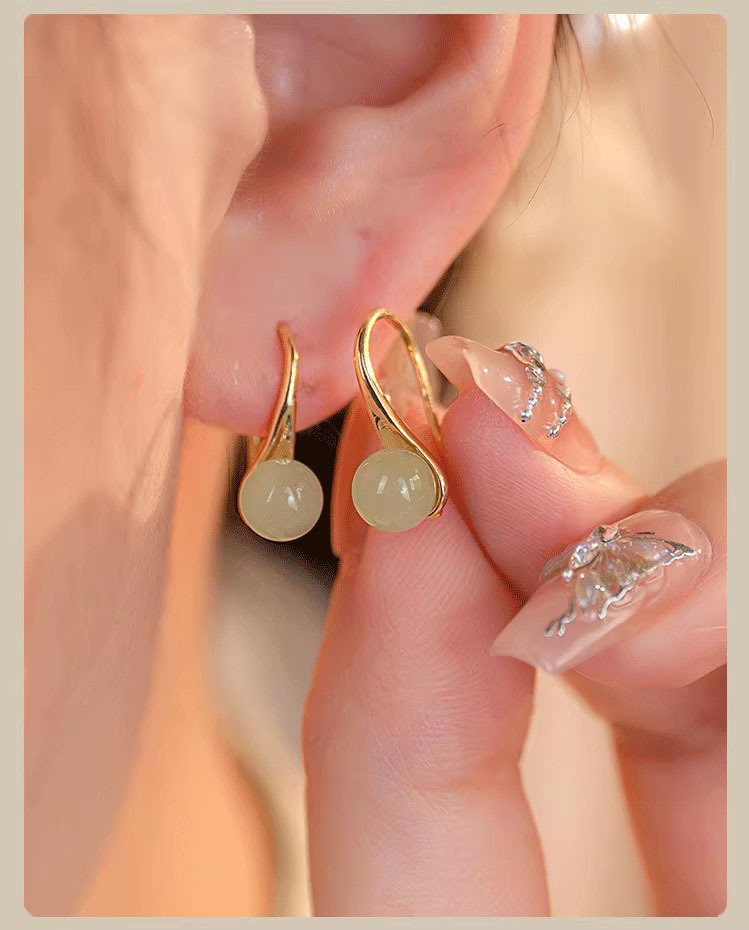 Hetian Jade Earrings New Chinese Style Niche High End Ear Studs_voghion.com