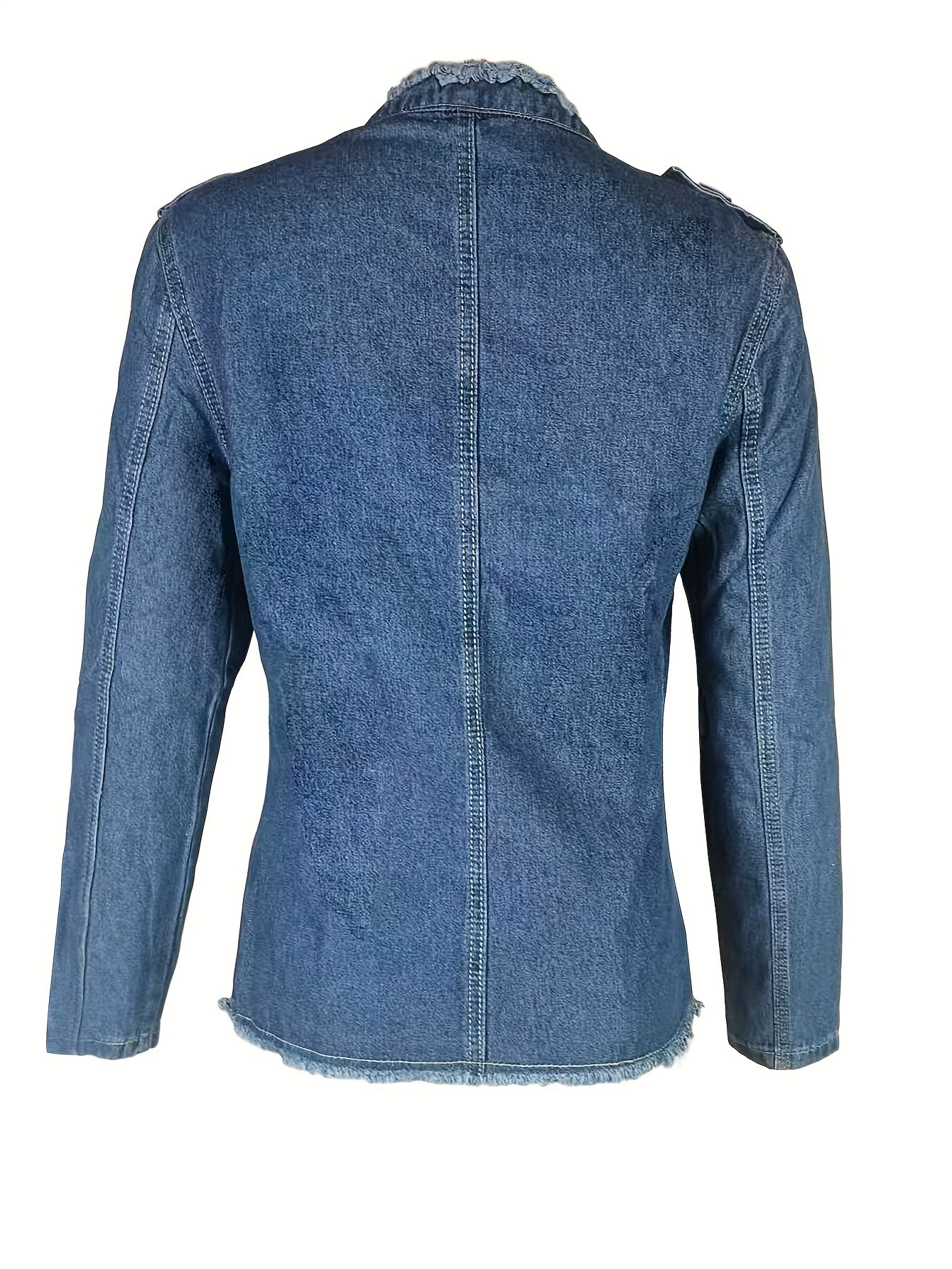 Women's Slim Fit Denim Jacket Single Breasted Stand Jacket