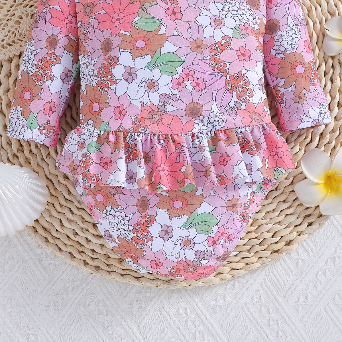 SAMGAMIBABY children's swimwear new girls long sleeved printed one piece swimsuit_voghion.com