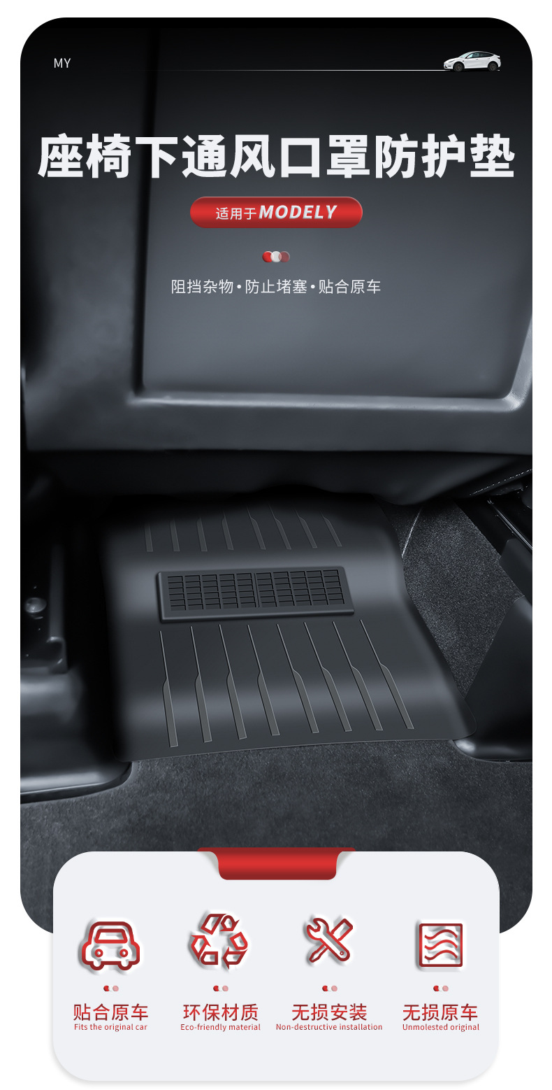 Suitable for Tesla Huanxin Model3/Y Seat Lower Outlet Mask Seat Lower Guard Interior Trim Modification Accessories
