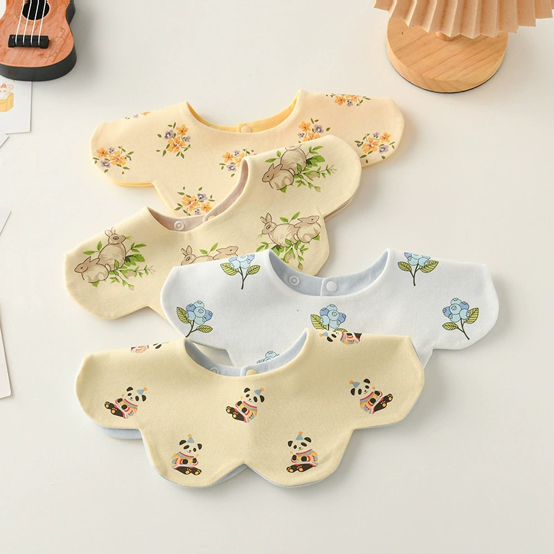 Children's cotton eating bib, double-sided scarf