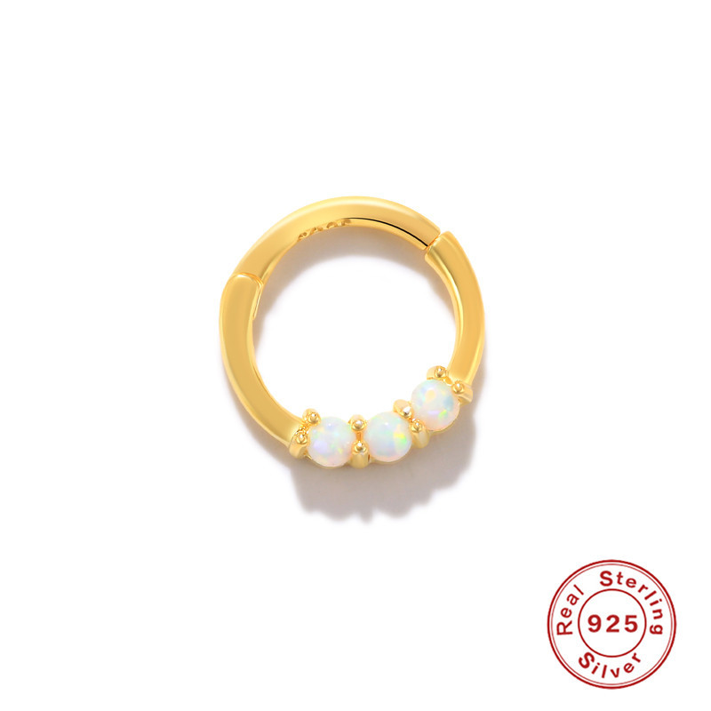 S925 plata de ley relámpago súper flash con incrustaciones de joyas de perforación estilo europeo y americano INS estilo francés exagerado mini pendientes pequeños anillo de nariz