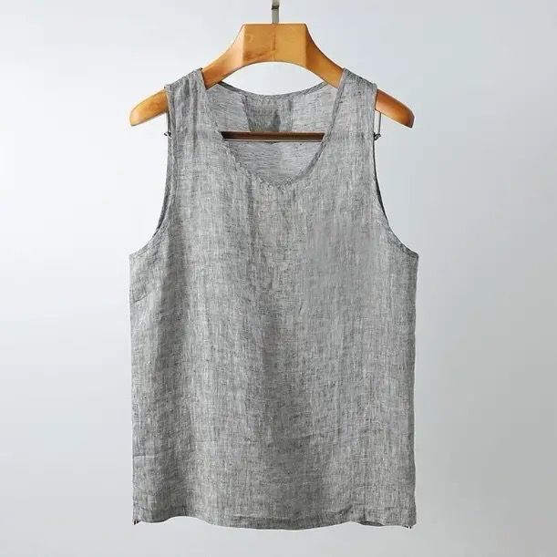 Men's Cotton and Linen Sleeveless Casual Vest Japanese Style Breathable Thin Loose Round Neck Undershirt Simple Versatile Tank Top T-Shirt Men's Cotton and Linen Sleeveless Casual Vest Japanese Style Breathable Thin Loose Round Neck Undershirt Simple Versatile Tank Top T-Shirt
