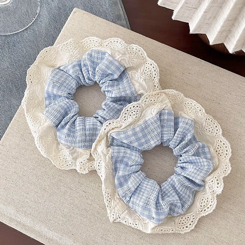 Anillo de cabello coreano de rayas de intestino grande de alta calidad para mujeres cuerdas de cabello lindas cuerdas de cabello de banda de goma de alta elasticidad cubierta de cabello