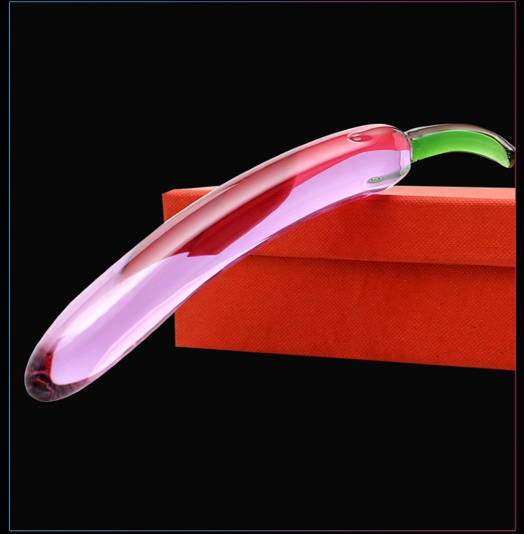 Transparent Crystal Glass Dildo for Women, Green Textured Massage Stick — detail image 8