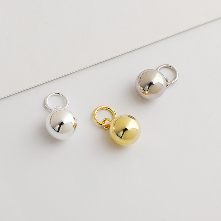 S925純銀金メッキ光沢ラウンドボールペンダントdiyビーズ真珠ブレスレットネックレスペンダントアクセサリーアクセサリー|undefined