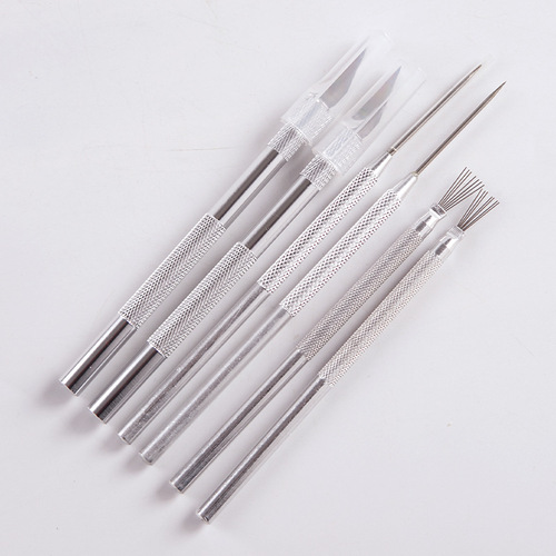 Ceramic tools stainless steel needle aluminum rod seven needles handmade details pottery needle punch clay sculpture carving knife trimming knife