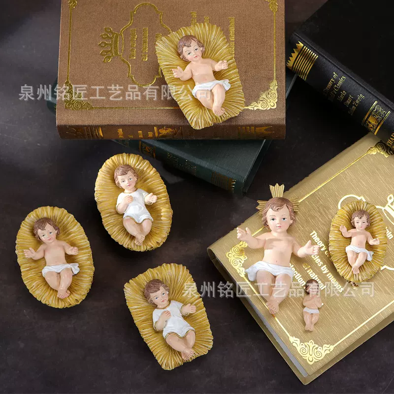 跨境圣诞马槽草床圣婴耶稣诞生节庆桌面装饰品树脂工艺品雕塑摆件