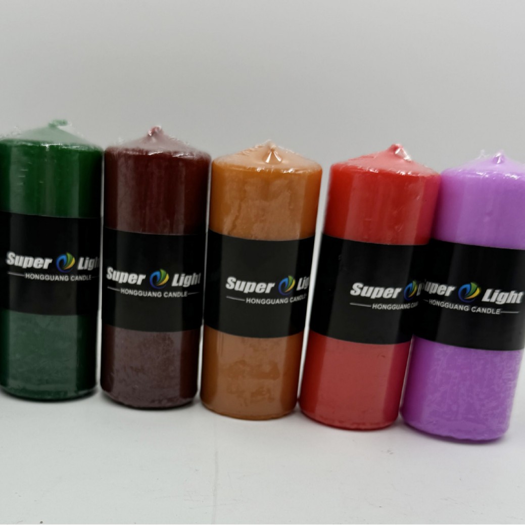 Velas de columna prensadas 3x4 religiosas en colores blanco y surtidos sin humo para aromaterapia