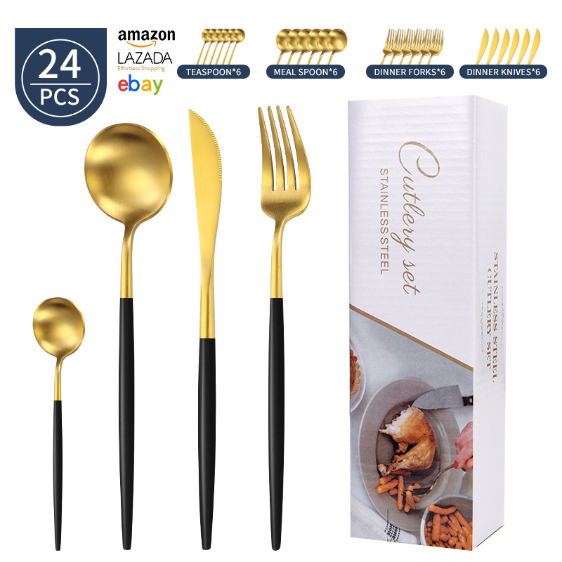 두꺼운 포르투갈 24pcs-블랙 골드 화이트 박스