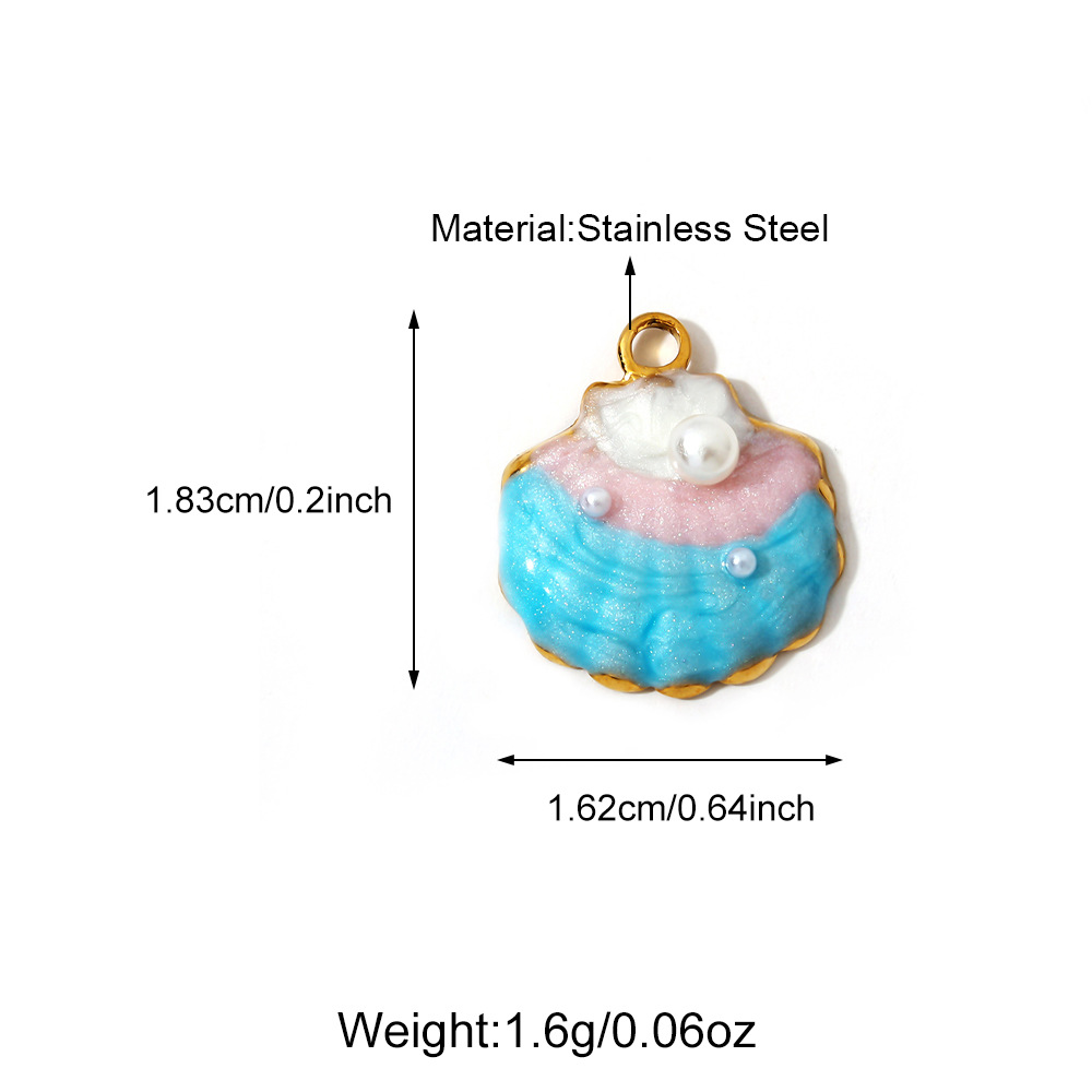 4g Weight Pendant Jewelry Making Type Charms Classification 1 Piece Quantity 304 Stainless Steel Material Shell Pattern All Seasons Season Polished Finish Plating Design Beach Style 1 Piece 304 Stainless Steel Shell Polished Pendant Charms 19
