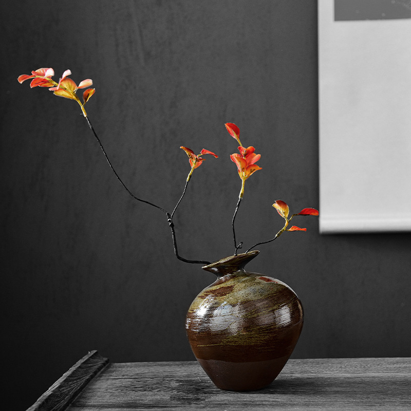 Maceta de gres estilo japonés con gran vientre puede contener Zen hecho a mano gran florero espacio decoración hidropónico planta verde flor titular