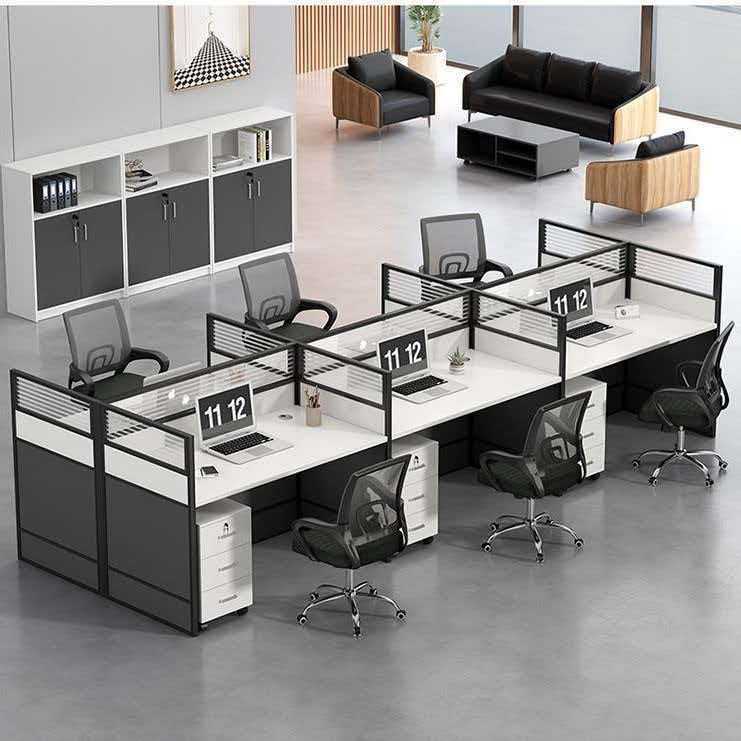 Office Partition Workstation Desk for 2/4/6 People, Staff Office Desk, Computer Desk, Cubicle Partition, Employee Workstation