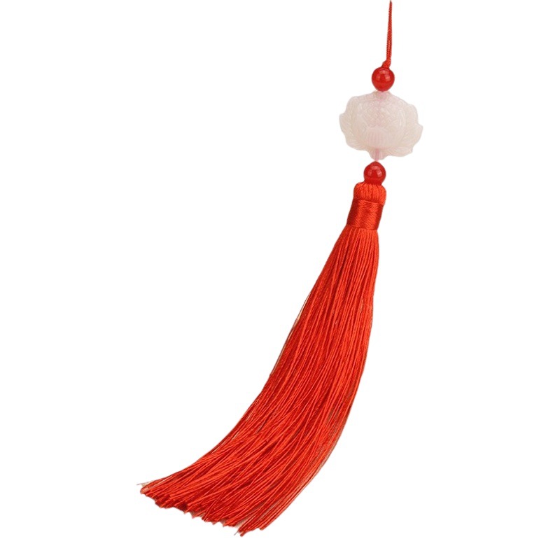 Double-sided White Jade Lotus Tassel Fringe Car Hanger Fan Hanging Fringe Antique Accessories Jewelry Pendant Large Quantity Excellent Price
