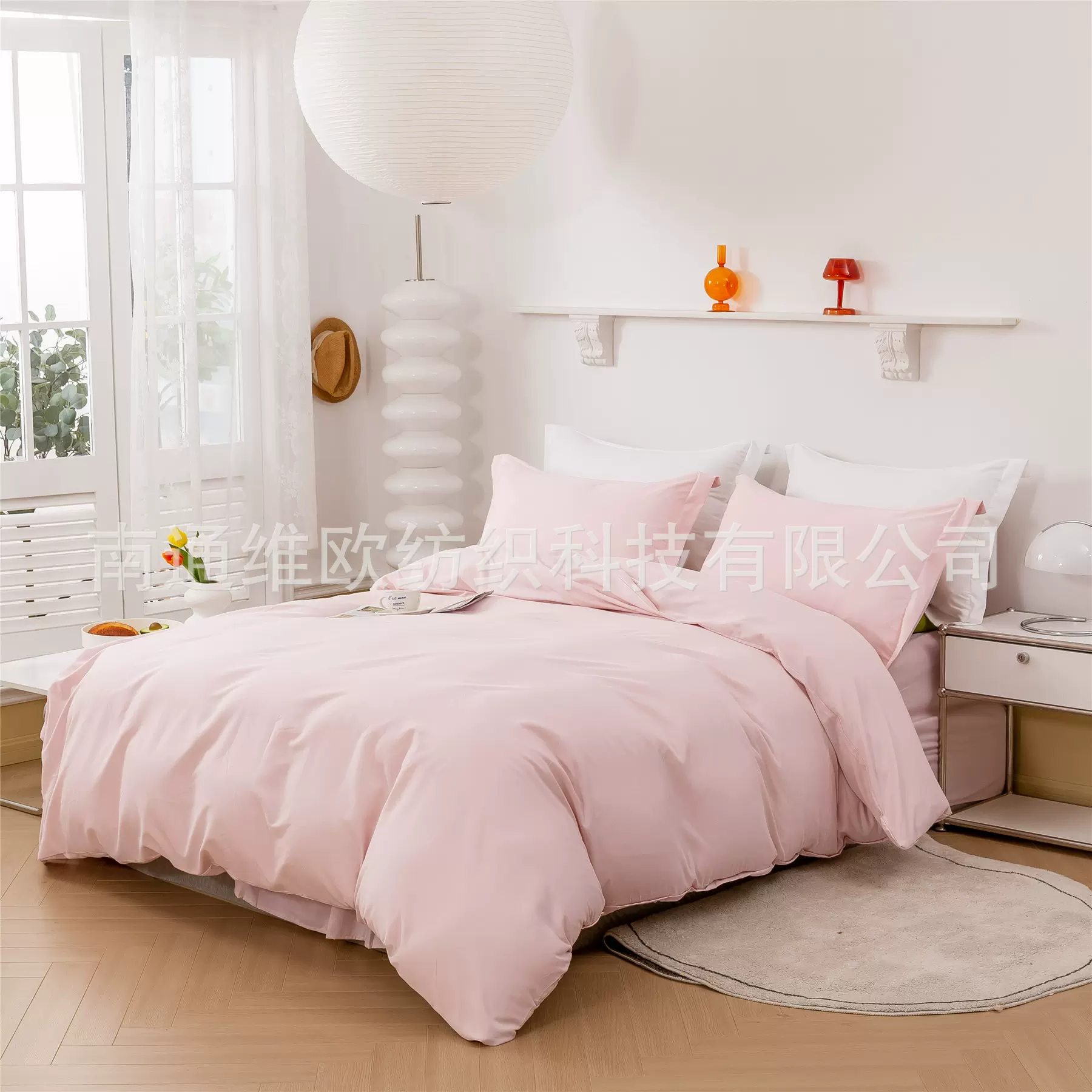 维欧纯色四件套床单被套宿舍加厚磨毛三件套南通市床上用品批发