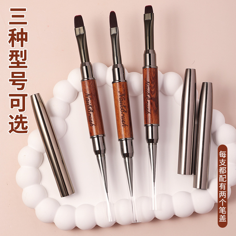 Double-head nail art construction pen sandalwood multi-function brush painting construction cable brush pen tool cable nail polish glue Double-head nail art construction pen sandalwood multi-function brush painting construction cable brush pen tool cable nail polish glue