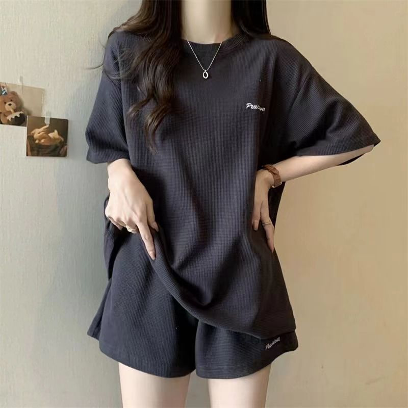 Women's Summer Sports Set 2Pc New Style T-Shirt And Shorts Two Piece Versatile Loose Fit Slimming Casual And Stylish_ecoleips.com