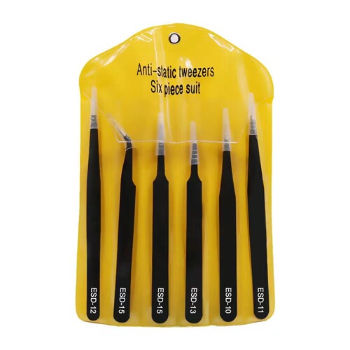 Supply of 6-piece set of tweezers bagged in English cross-border 1.0mm thickness gardening aquarium beauty succulent clips manufacturer sales
