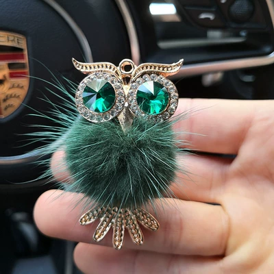 Car Perfume Aromatherapy real plush car air conditioning - green-fur-ball-owl