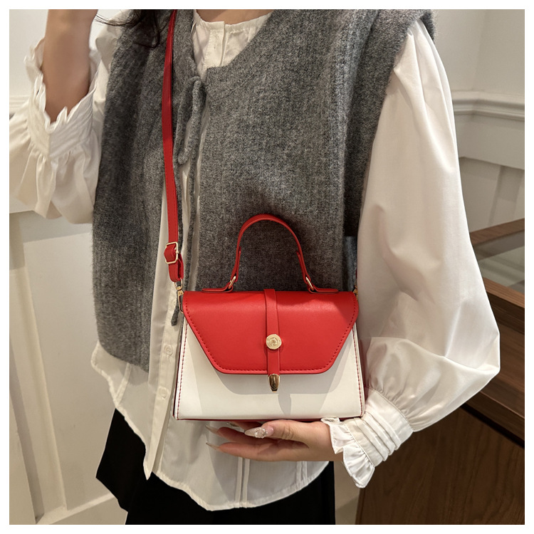 Women's Small Pu Leather Color Block Classic Style Square Magnetic Buckle Crossbody bag BAX display picture 23