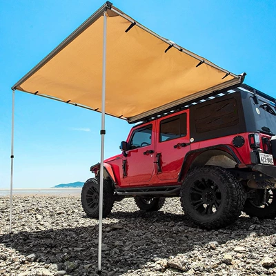 Car Side Canopy, Roof Side Tent, Waterproof and Sun-Proof Outdoor Camping Quick-Open Telescopic Aluminum Alloy Shell Car Tent (Avtomobil dam çadırları) - khaki-canopy-pu-leather-shell-1625