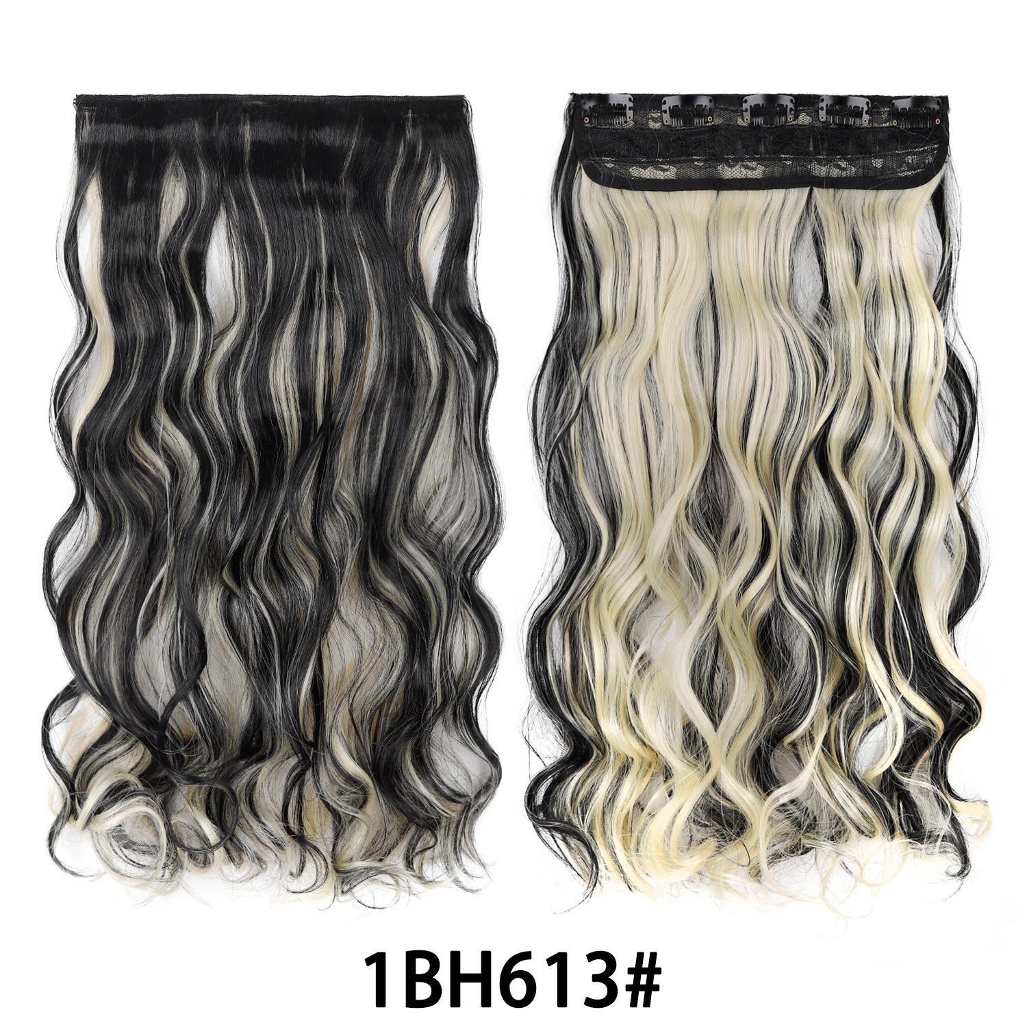 Extensión de Cabello de 5 Clips de 18 Pulgadas de Fibra de Alta Temperatura Rizado para Señoras