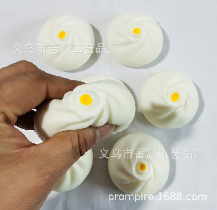 现货慢回弹大号6cm仿真包子柔软可捏Pu仿真食品馒头玩具挂件