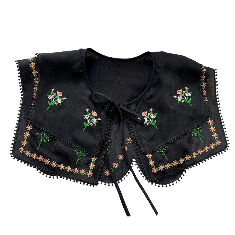 Bordado pequeña flor con cordones chal de primavera y verano para mujer falda exterior a juego camisa cuello protección chaleco decorativo collar de muñeca collar falso