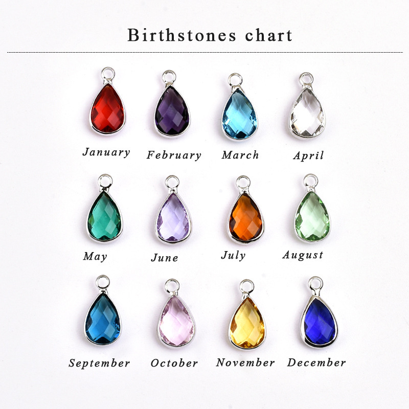 European and American Birthstone DIY Jewelry Accessories December Birthstone Glass Pendant December Birthstone Small Pendant