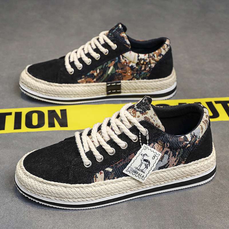 Canvas Men's Shoes, Summer Breathable and Versatile Sports and Leisure Low-Cut Sneakers, Men's Cloth Shoes, Soft Soles, Trendy Shoes for Work