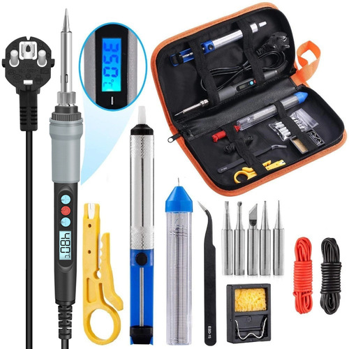 90W digital display LCD soldering iron soldering set with solder absorber, soldering wire, soldering tool, 110V 220V