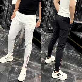 男士九分裤修身束脚小脚裤男社会精神小伙裤快手红人同款休闲裤子