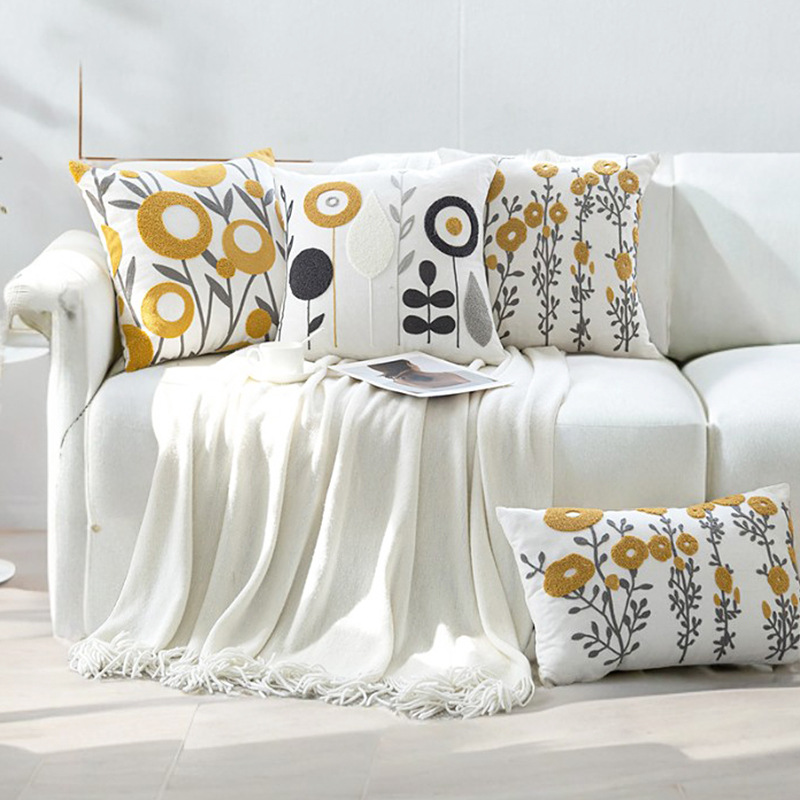 Verano flor pintura al óleo estilo funda de almohada hogar simple sala de estar decoración de sofá funda de cojín sofá almohada al por mayor