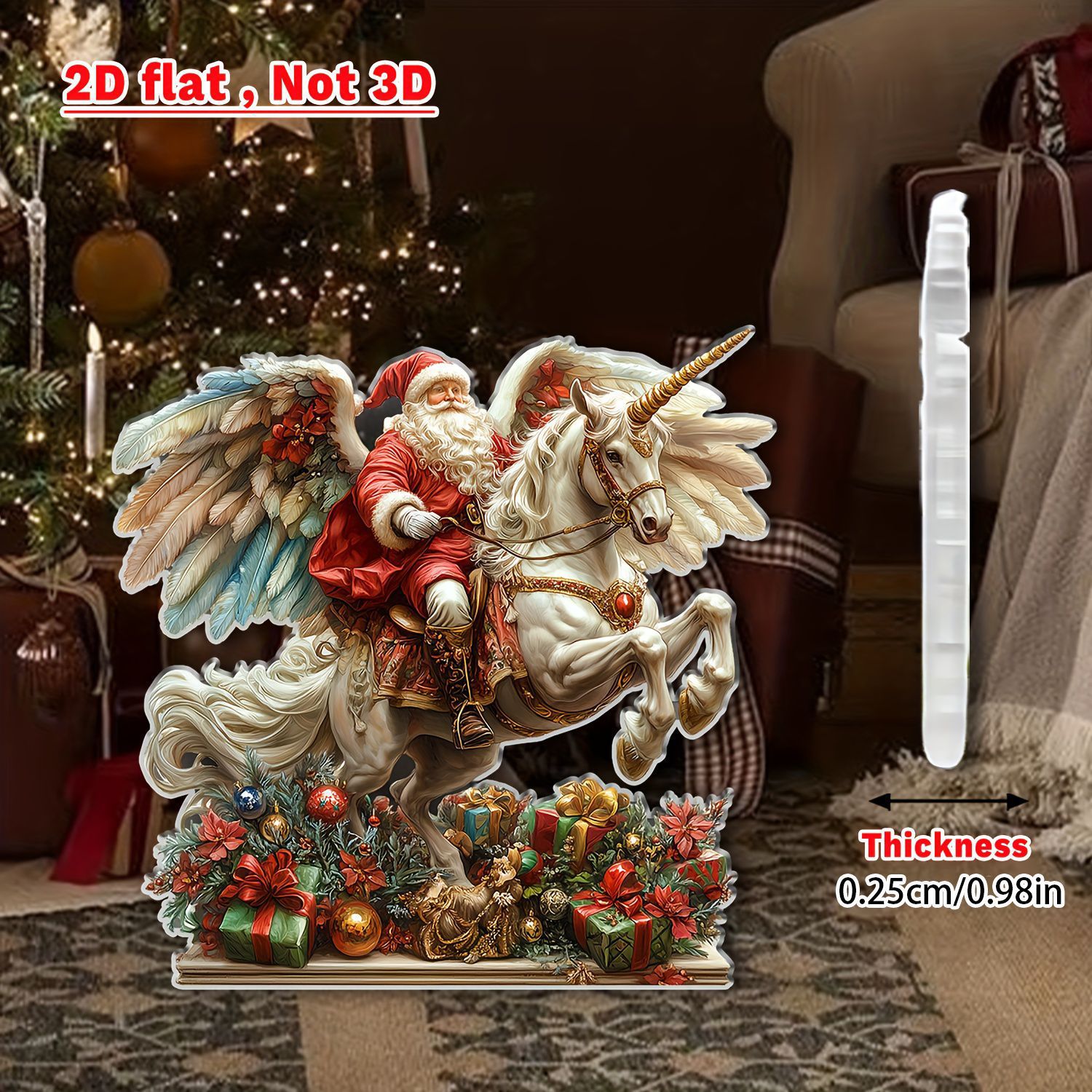Nuevos productos transfronterizos Santa Claus y unicornio 2D acrílico decoraciones para el hogar decoraciones de escritorio de vacaciones