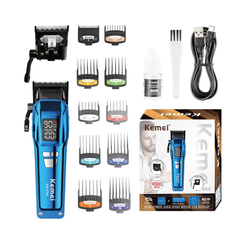 Kemei corte de pelo conjunto de salón de peluquería sin cepillo corte de pelo profesional digital empujador eléctrico KM - 2796