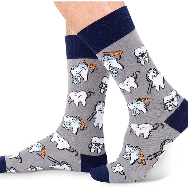 Cross-Border Customized Socks, Mid-Tube Skateboard Socks with Tooth Pattern, Cotton Socks with Good Elastic Rib