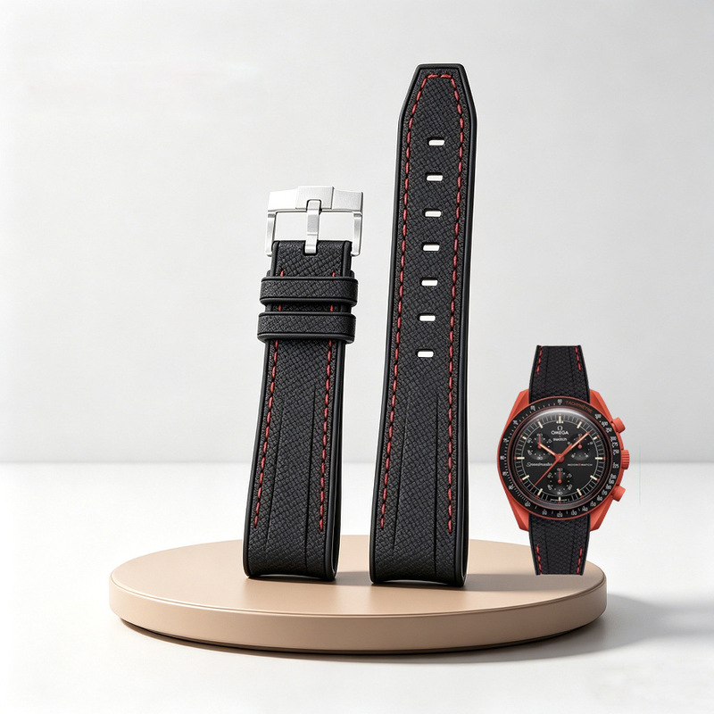 Hot-Selling Model Suitable for Omega and Swatch Collaboration Planet-Themed Liquid Silicone Curved Rubber Watch Strap