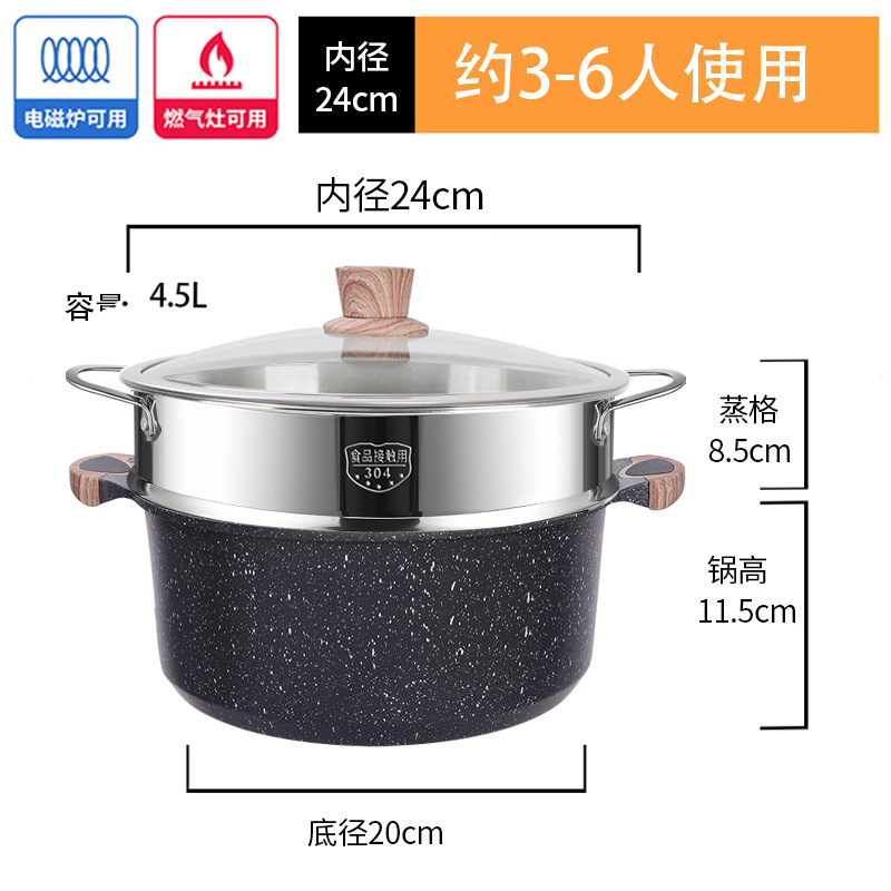Sonqiang maifan olla de sopa de piedra olla de sopa doméstica de gas de doble oreja olla de aluminio palillos olla antiadherente Cocina de Inducción olla caliente olla especial
