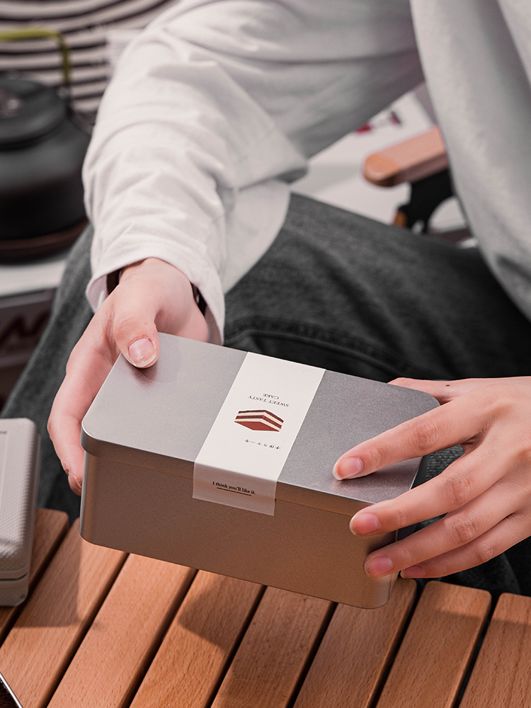 Caja de embalaje tiramisu galletas caja de latín crisp nougat dulces horneado lata vacía caja de hierro